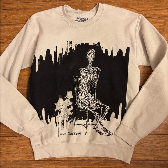 Avenged Sevenfold Other - Avenged Sevenfold tour Cream Skeleton Print Men's Sweatshirt size small